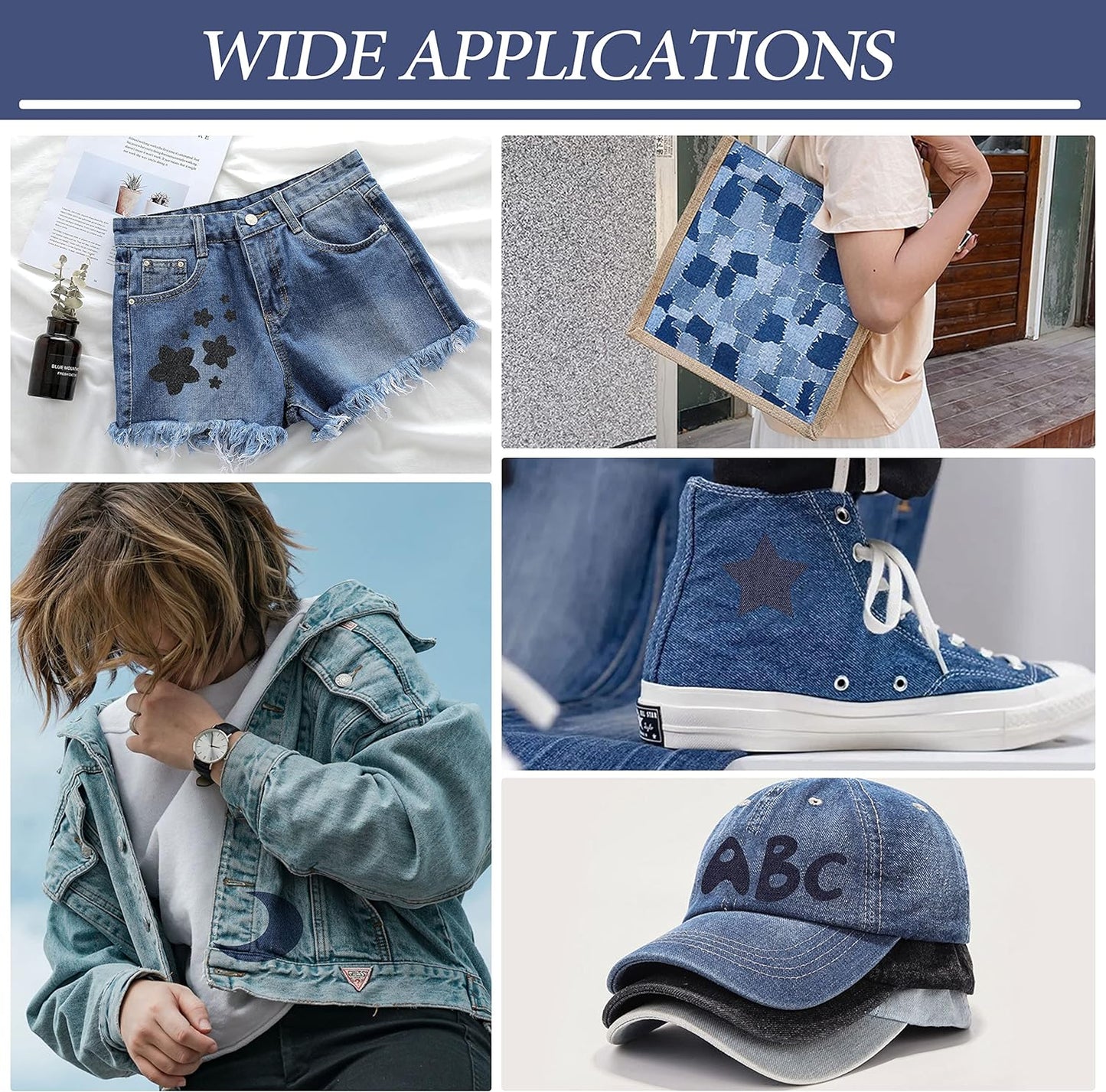 Iron-on Repair Patch 20 Pcs Pack,Denim Patches for Jeans Kit 3" by 4-1/4", 100% Cotton Denim Iron-on Repair Patch,Jeans and Clothing Repair and Decoration Kit