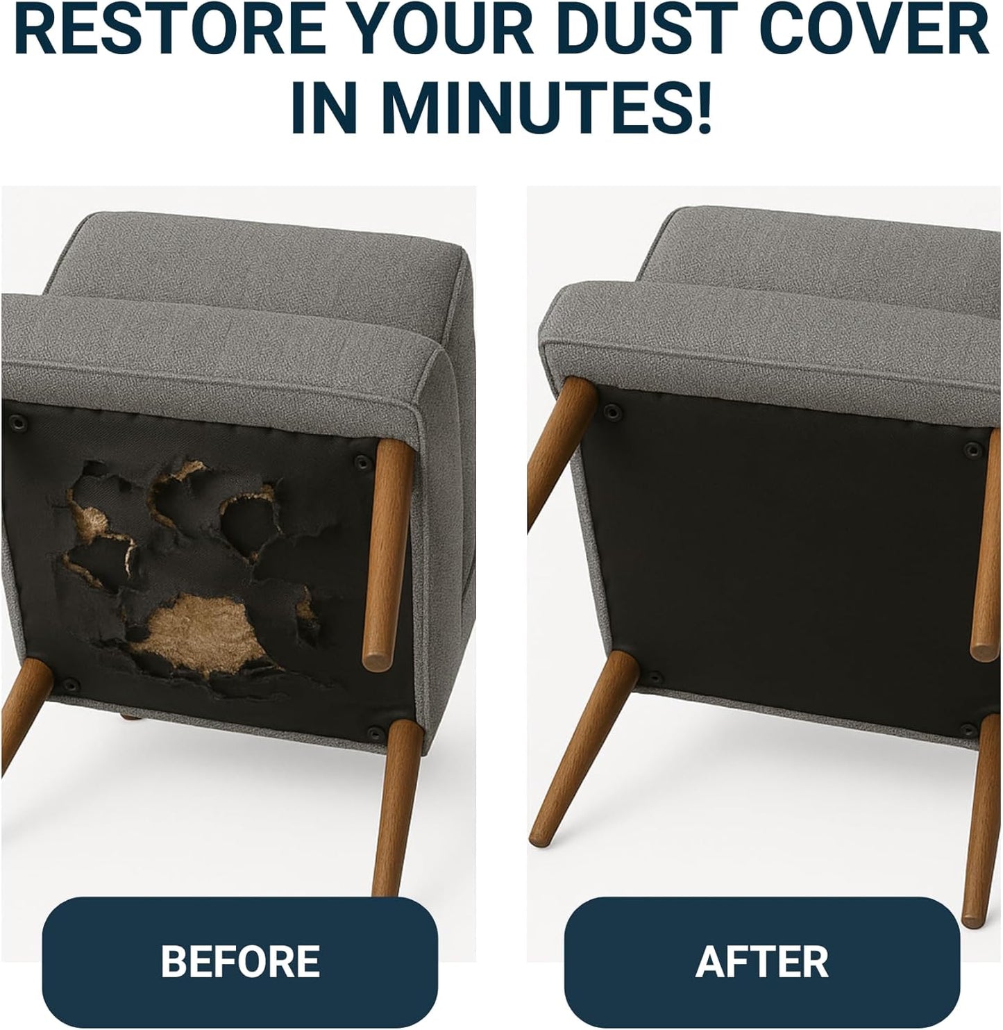 60 Inch x 3 Yard Upholstery Black Cambric Dust Cover Fabric Replacement for Sofas, Chairs, Full and Queen Box Spring Foundations, Conceals Frame and Staples Inside Furniture