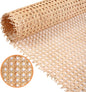 Real Natural Rattan Cane Webbing with Boho Radio Weave Open-work and 1/2 Inch Holes, cuttable woven cane sheet featuring hexagon pattern, ideal for cabinet fronts, headboards and chair repair, 24 Inch x 48 Inch..