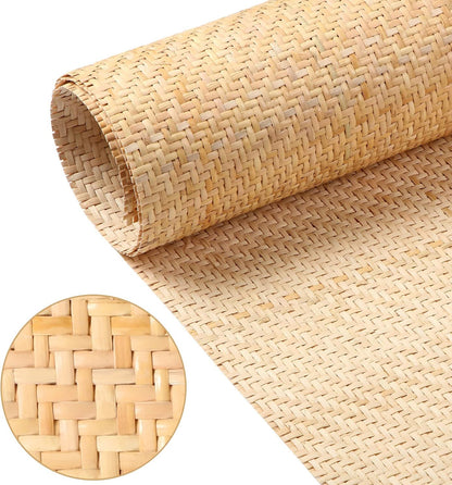 Natural Cane Webbing in V Shape Rattan, woven mesh cane rattan material sheet for caning projects, perfect for furniture, chairs, cabinets, ceilings, beds, baskets and doors 14 Inch x 59 Inch.