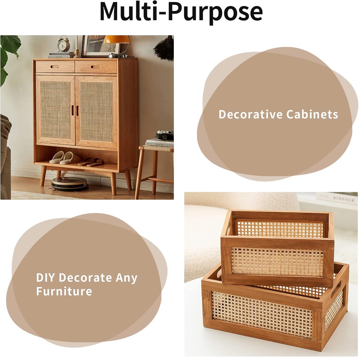Premium Square Woven Webbing with 24 Inch Wide Geometric Open Mesh, flexible material sheet for furniture refurbishing and breathable decorative paneling suitable for storage units and interior accents, 5 Feet Roll.