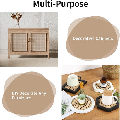 24" Width Natural Cane Webbing 5Feet, Rattan Webbing Roll for Caning Projects, Woven Open Mesh Cane for Furniture, Chair, Cabinet, Ceiling, Bed,Repair