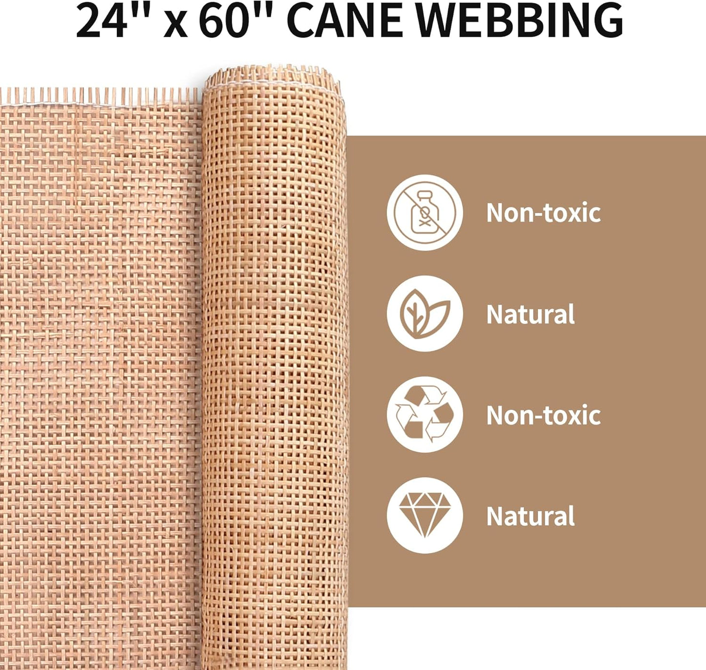 Premium Square Woven Webbing with 24 Inch Wide Geometric Open Mesh, flexible material sheet for furniture refurbishing and breathable decorative paneling suitable for storage units and interior accents, 5 Feet Roll.