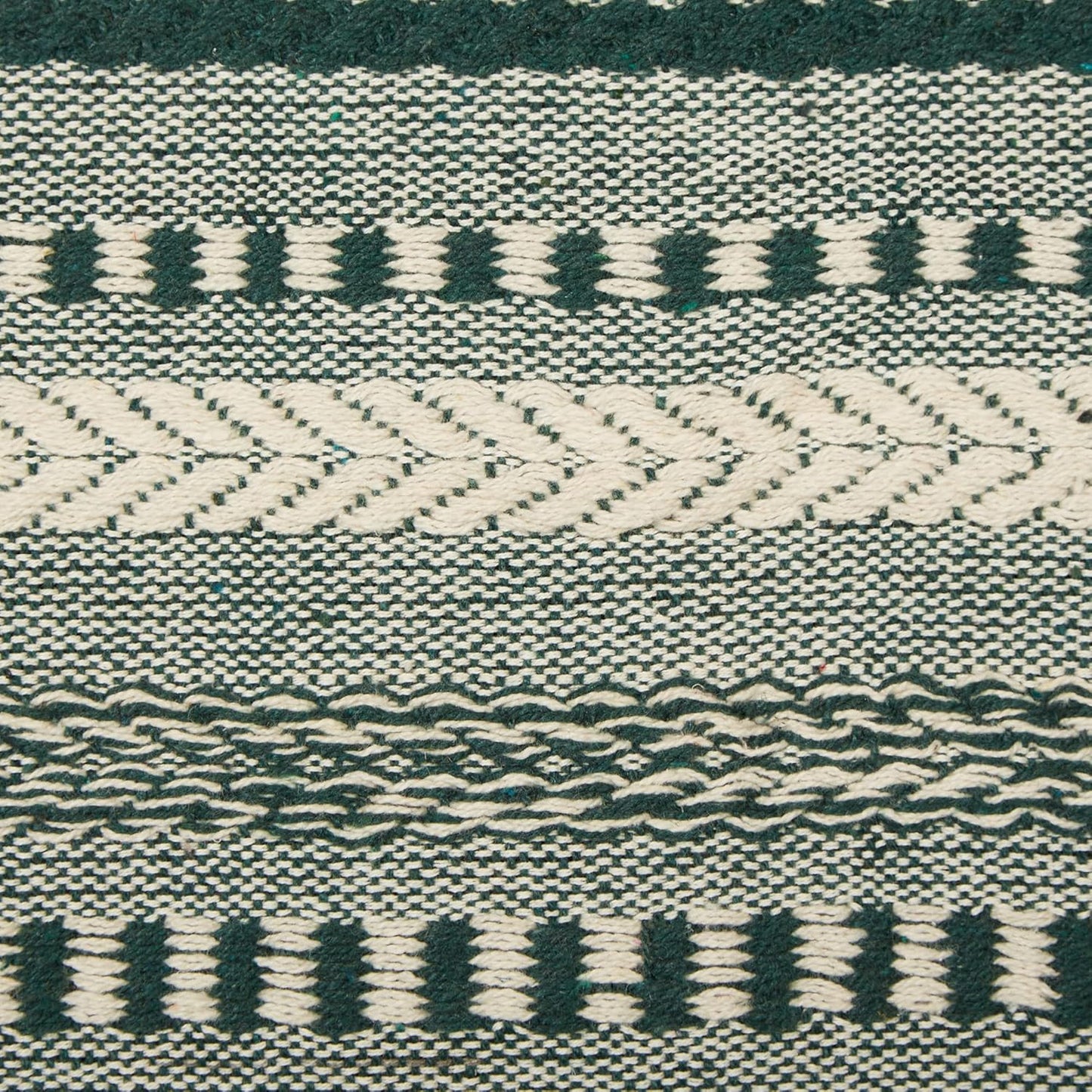72" Farmhouse Braided Stripe Table Runner - 100% Cotton Woven Runner with Macrame Fringe for 4-6 People