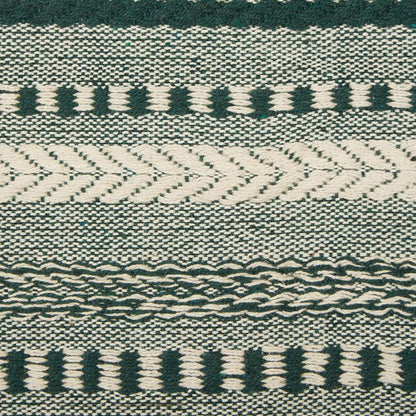 72" Farmhouse Braided Stripe Table Runner - 100% Cotton Woven Runner with Macrame Fringe for 4-6 People