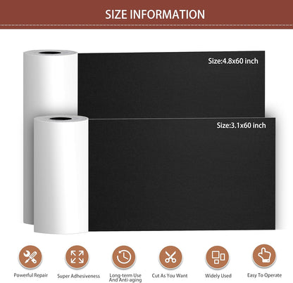 Leather Repair Patch Tape Kit, Self Adhesive Leather Repair for Furniture, Couch, Sofa, Car Seats,Office Chair,Vinyl Repair Kit.3.1inx60in