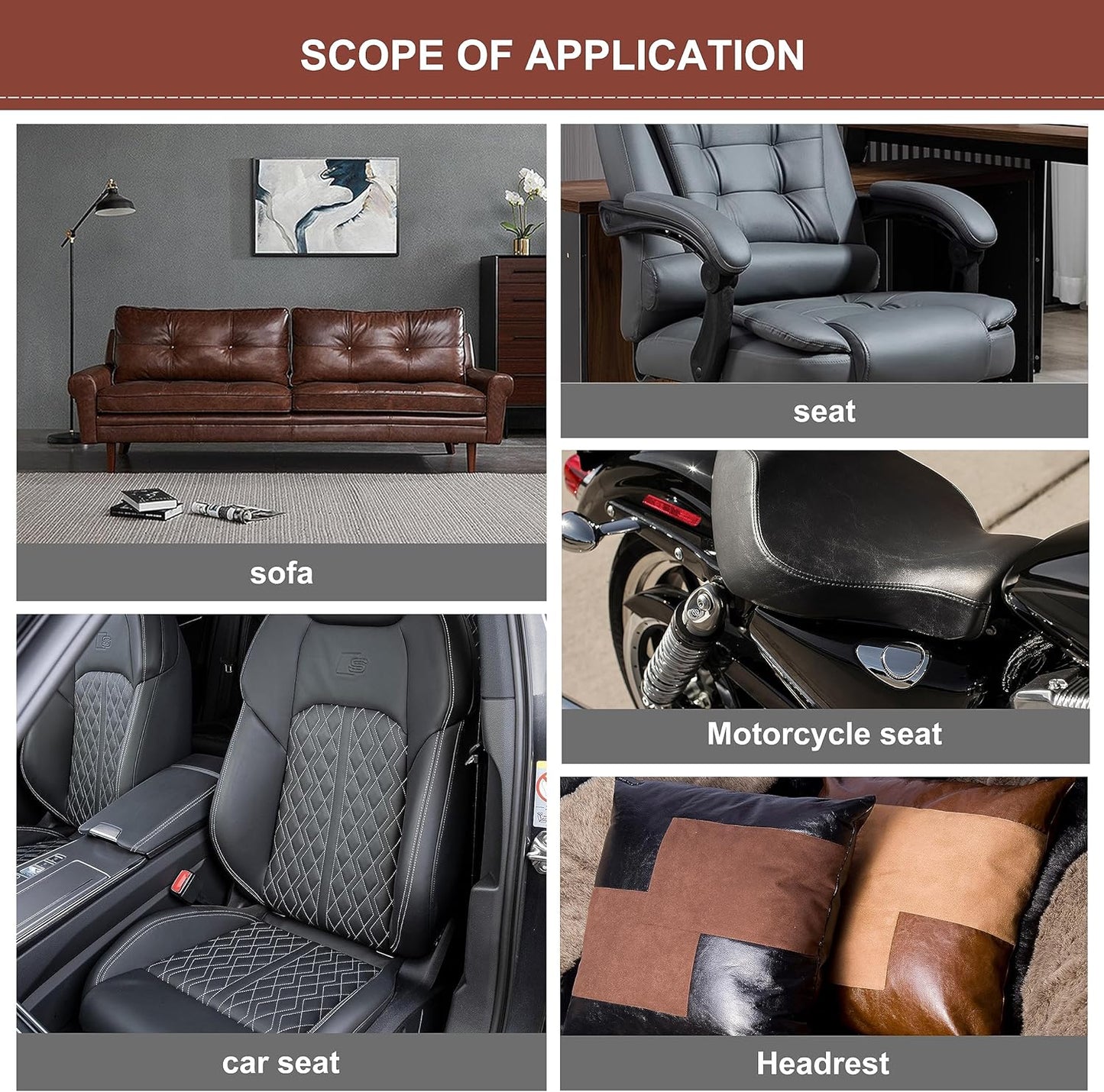 Leather Repair Patch Tape Kit, Self Adhesive Leather Repair for Furniture, Couch, Sofa, Car Seats,Office Chair,Vinyl Repair Kit.3.1inx60in