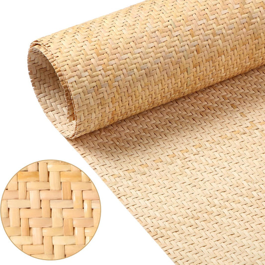 14"x 59" Natural Cane Webbing V Shape Rattan Webbing Roll for Caning Projects Woven Mesh Cane Rattan Material Sheet for Furniture, Chair, Cabinet, Ceiling, Bed, Basket, Door