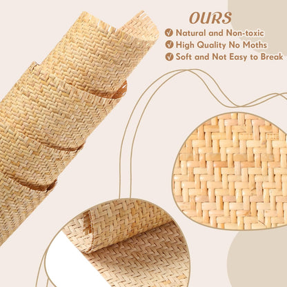 14"x 59" Natural Cane Webbing V Shape Rattan Webbing Roll for Caning Projects Woven Mesh Cane Rattan Material Sheet for Furniture, Chair, Cabinet, Ceiling, Bed, Basket, Door