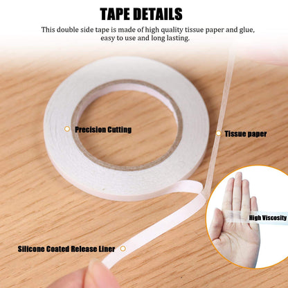 Double-Sided Fabric Tape (2 Rolls) - No Sewing or Ironing Required, Perfect for Quick Clothing Repairs, Fabric Bonding, Adhesive Cloth Tape for Hemming and DIY Crafts (1/4inch+1/2inch)