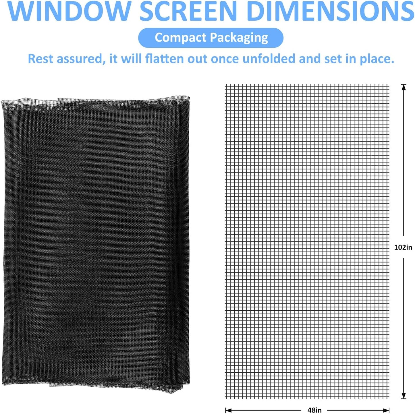 Window Screen Mesh, Fiberglass Window Screen, Screen Door Mesh, Windows Screens and Screen Door Replacement, Patio Screen Mesh- Black