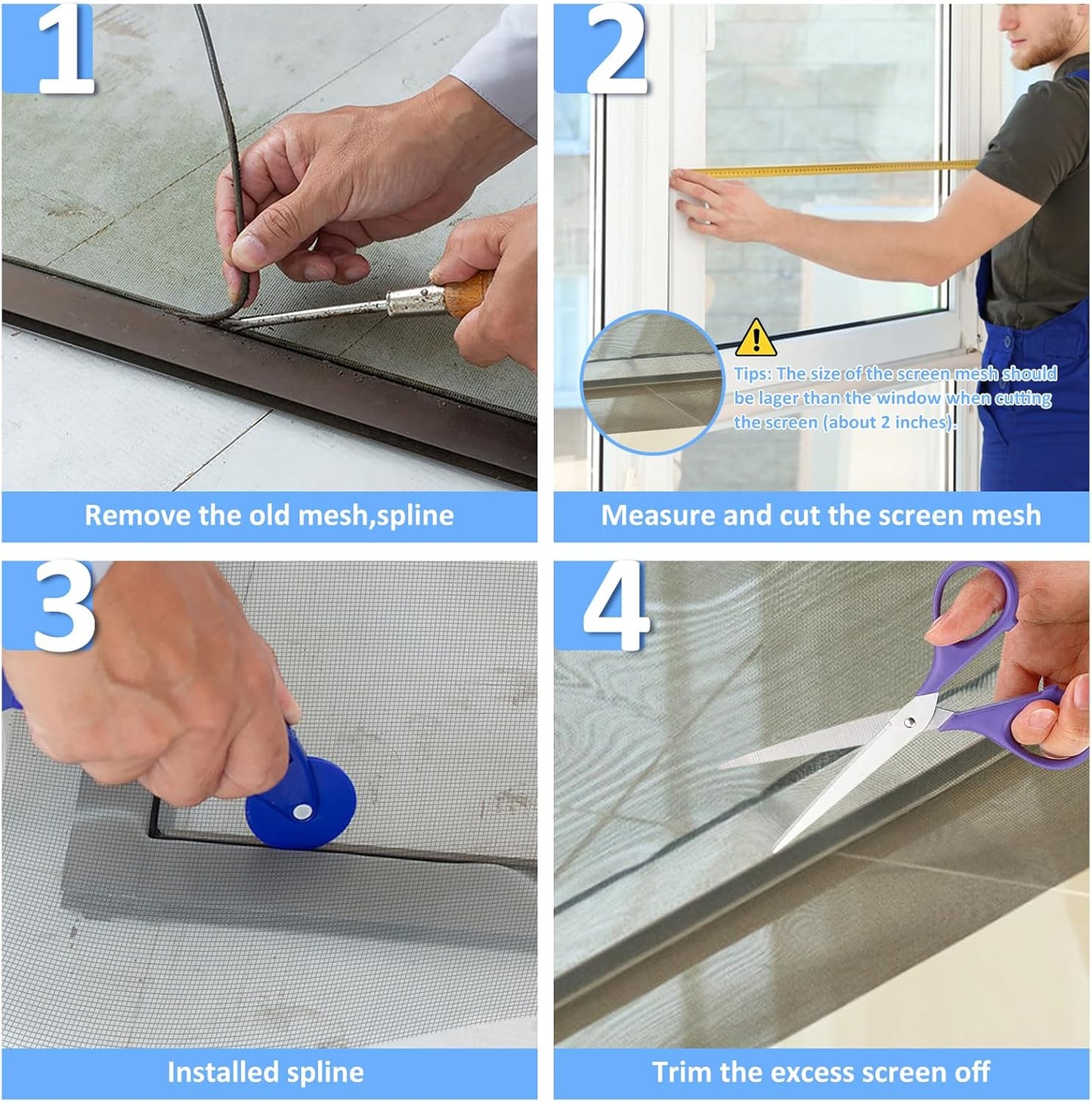 Window Screen Mesh, Fiberglass Window Screen, Screen Door Mesh, Windows Screens and Screen Door Replacement, Patio Screen Mesh- Black