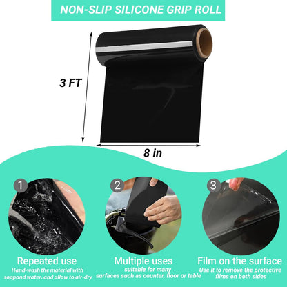 Non Slip Material , Roll Silicone Roll Cut to Size Blue Non Slip Mat Large Table Pads for Baking Drawer Crafts Counter Eating Aids Drawer 8 Inch x 3.25 ft