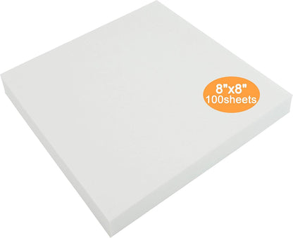 Tear Away Machine Embroidery Stabilizer Backing 8"x8" - 100 Precut Sheets - Medium Weight 1.8 oz- Fits 4x4 and 6x6 Hoops