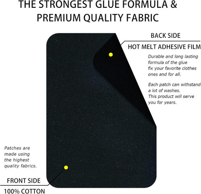 Premium Quality Fabric Repair Patches Iron-on Patches for Clothing Inside & Outside Strongest Glue Cotton 3" by 4-1/4"