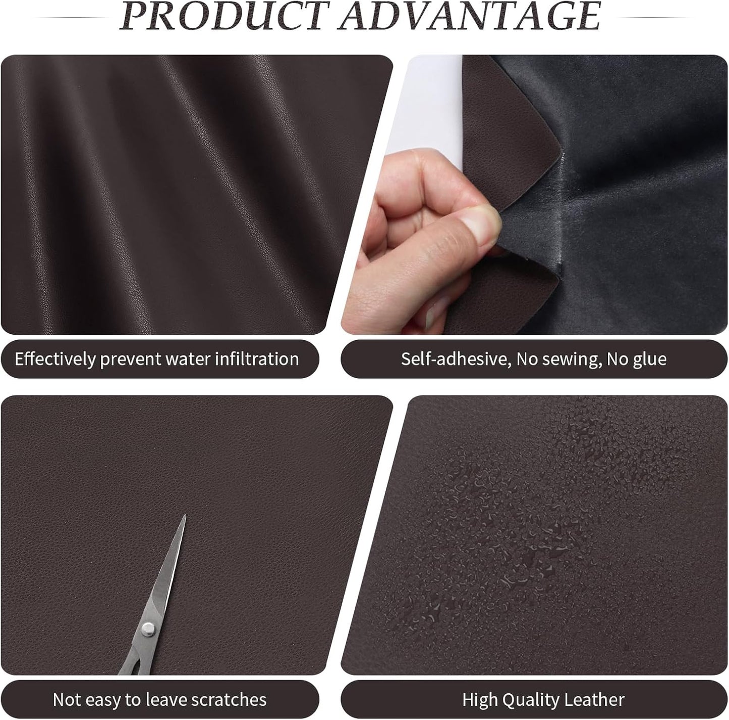 Faux Leather Repair Kit for Furniture - Advanced PU, Strong Waterproof Self Adhesive Leather Repair Patch for Couch 3.9X79 inch Vinyl Repair Tape for Car Seats Sofa Office Chair (Brown)