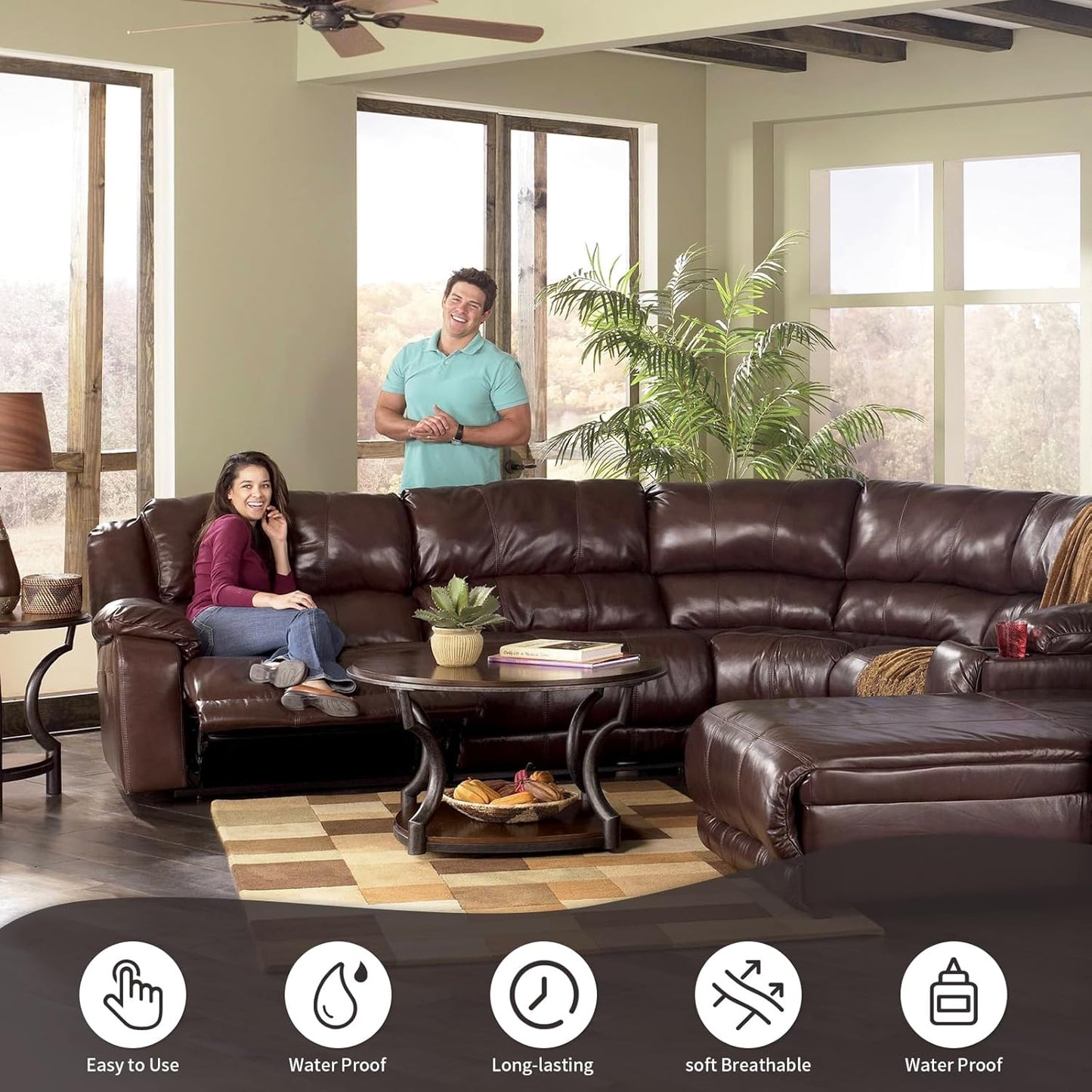 Faux Leather Repair Kit for Furniture - Advanced PU, Strong Waterproof Self Adhesive Leather Repair Patch for Couch 3.9X79 inch Vinyl Repair Tape for Car Seats Sofa Office Chair (Brown)