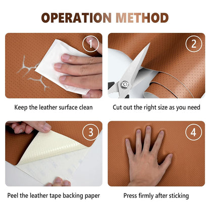 Faux Leather Repair Patch, Breathable Perforated Self Adhesive Repair Patch, Furniture Couch Car Seats Office Chairs Sofa Repair Refurbished Faux Leather Patch (Light Brown,15.7x59 inch)