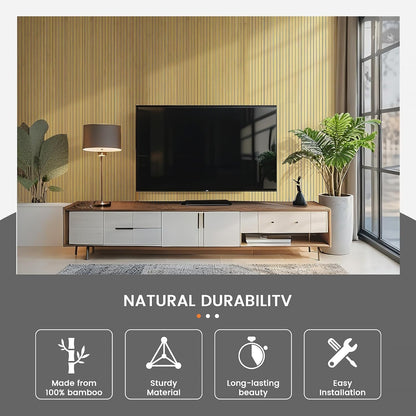 Bamboo Wall Panels for Interior Wall Decor: Natural Flexible Pole Wrap Decorative Wall Panel, Wainscoting Wall Cladding Paneling for Living Room, Bedroom, Office, Ceiling, Kitchen 1ft X 8ft