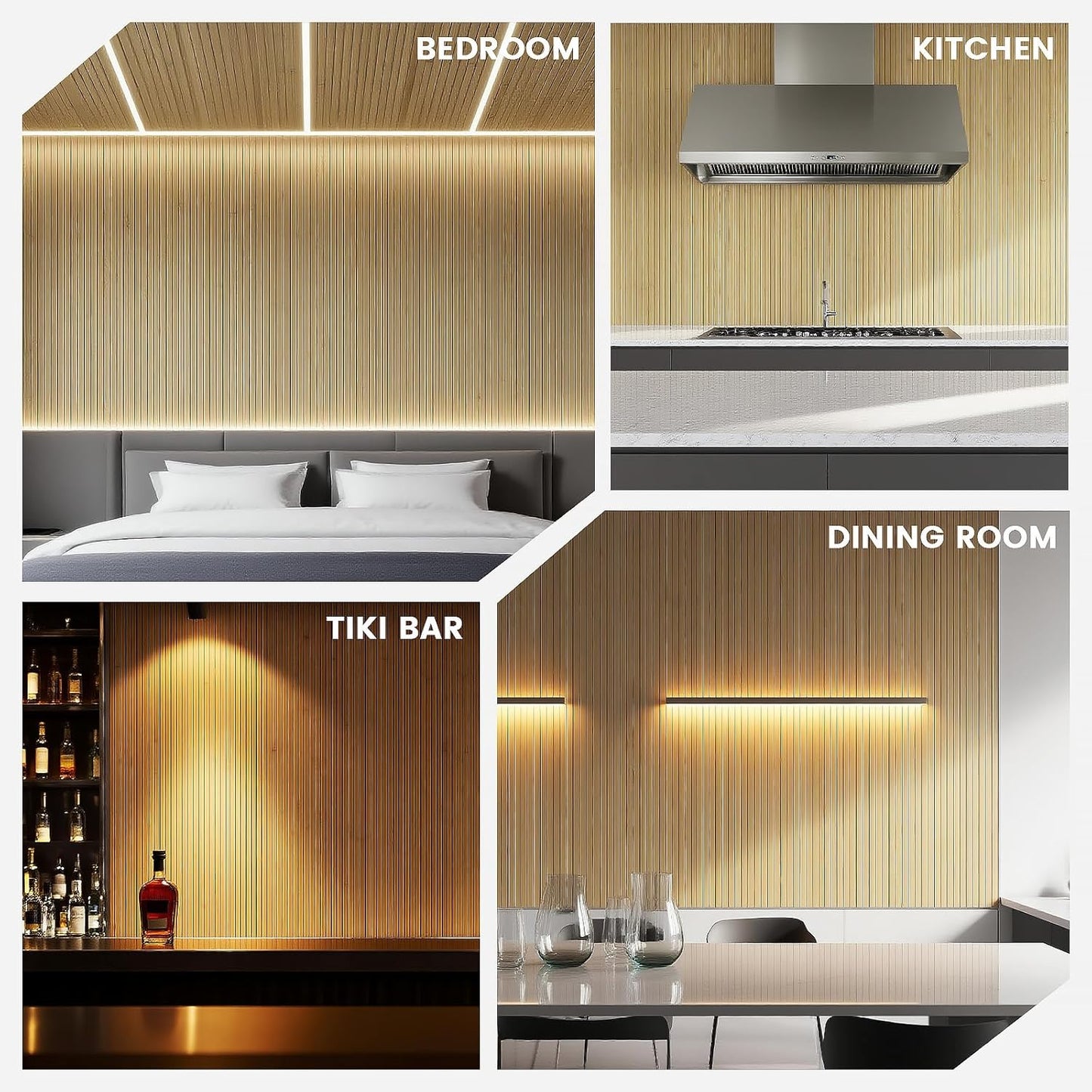 Bamboo Wall Panels for Interior Wall Decor: Natural Flexible Pole Wrap Decorative Wall Panel, Wainscoting Wall Cladding Paneling for Living Room, Bedroom, Office, Ceiling, Kitchen 1ft X 8ft