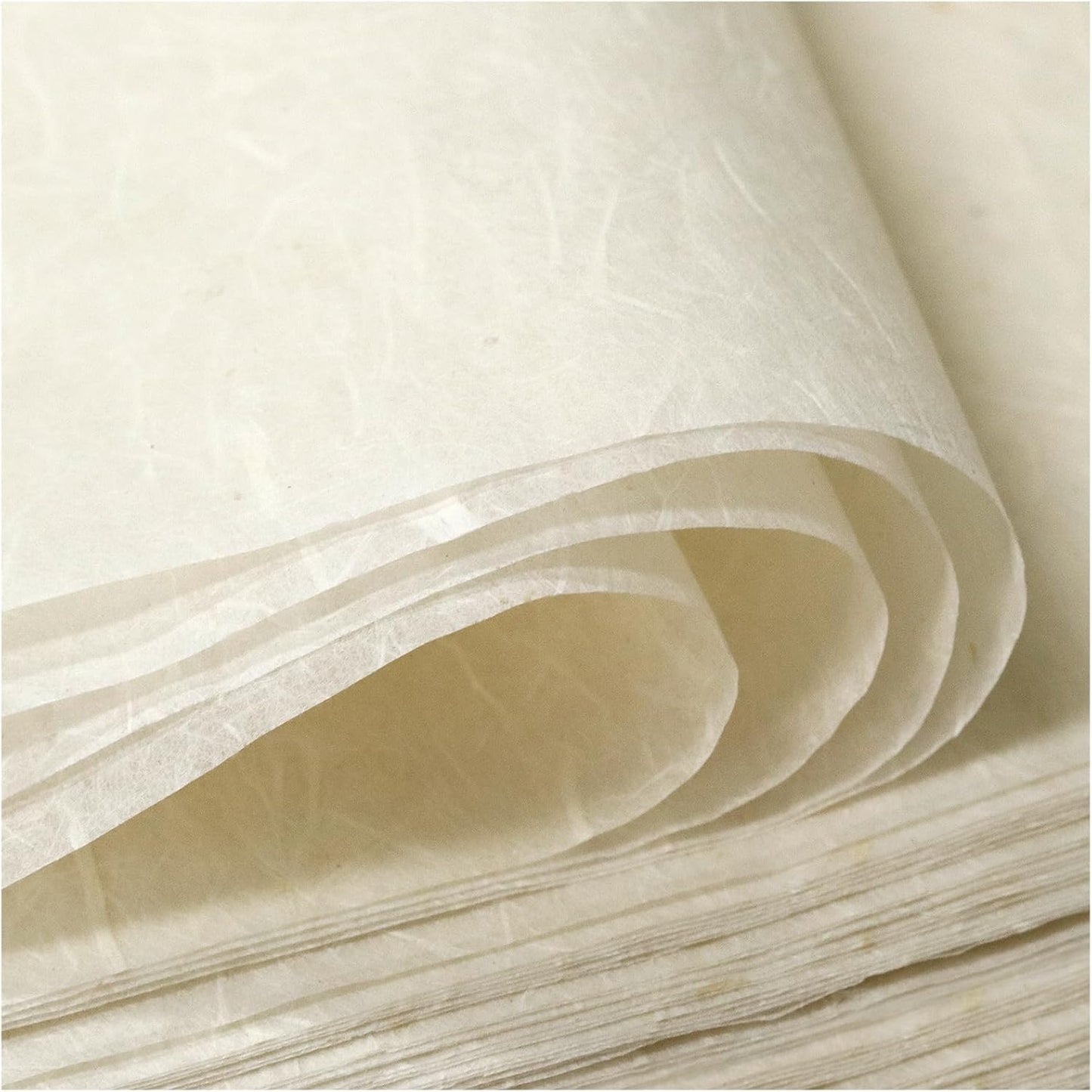 Mulberry Paper Sheets Natural Fiber Rice Papers, 100 Sheets 8.3x11.7 inch Natural Decoupage Tissue Paper for Writing Painting, Decorative &Card Making Papers DIY Craft