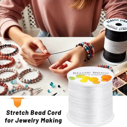 1mm Elastic Bracelet String Cord Stretch Bead Cord for DIY Jewelry Making and Bracelet Making  -White