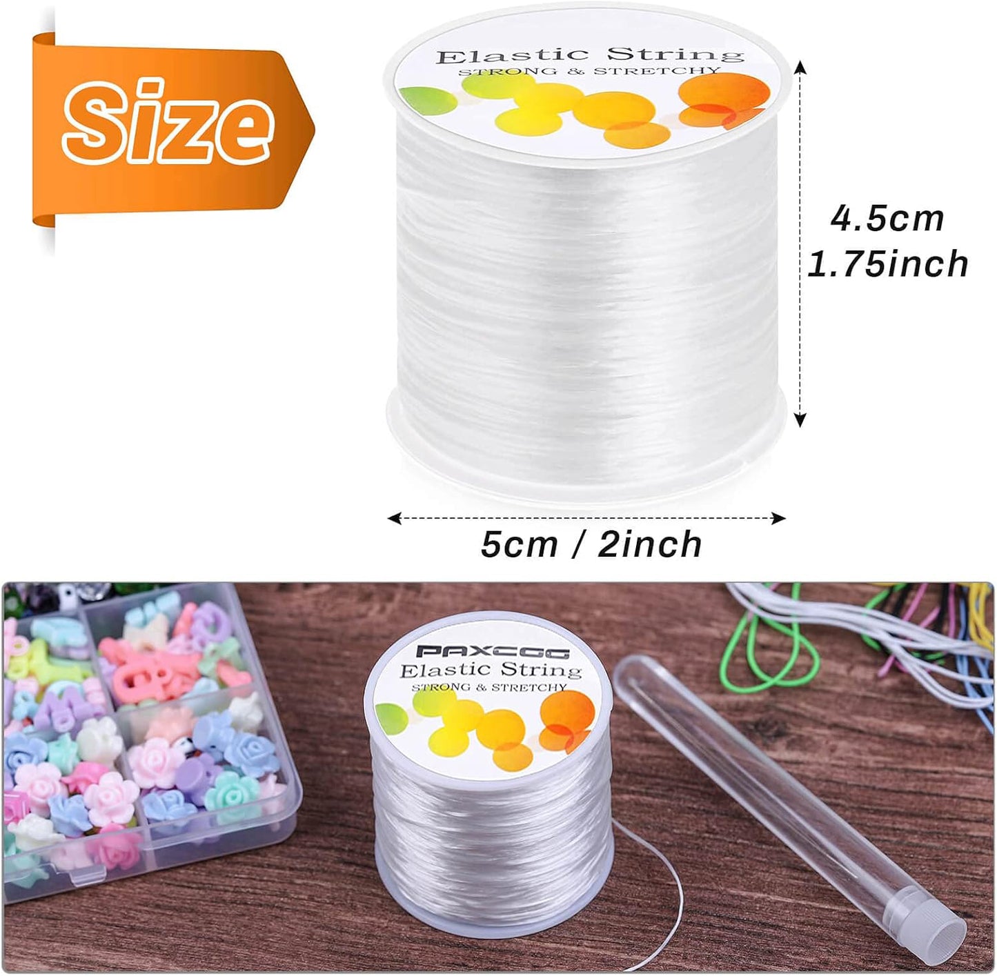 1mm Elastic Bracelet String Cord Stretch Bead Cord for DIY Jewelry Making and Bracelet Making  -White