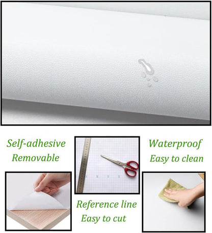 White Peel and Stick Wallpaper White Contact Paper Removable Temporary Self Adhesive Decorative Wallpaper Vinyl Roll for Wall 314.9"x17.7"