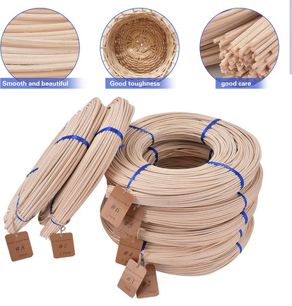 Basket Round Reed #4 2.5mm 1-Pound Coil Basket Weaving Cane for Chair Making and Wicker Weaving DIY Furniture Making Supplies