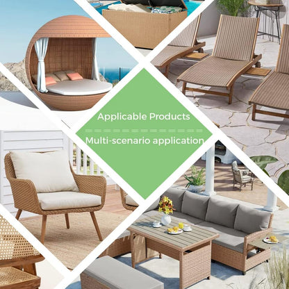 130 Ft Wicker Repair Supplies, Wicker Repair Kit, Plastic Rattan Material for Patio Chair Repair Flat Wicker Furniture Repair Replacement (Light Wood Grain)