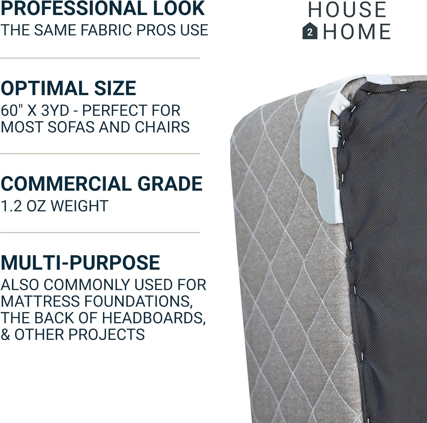 60 Inch x 3 Yard Upholstery Black Cambric Dust Cover Fabric Replacement for Sofas, Chairs, Full and Queen Box Spring Foundations, Conceals Frame and Staples Inside Furniture