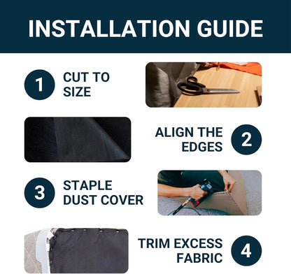 60 Inch x 3 Yard Upholstery Black Cambric Dust Cover Fabric Replacement for Sofas, Chairs, Full and Queen Box Spring Foundations, Conceals Frame and Staples Inside Furniture