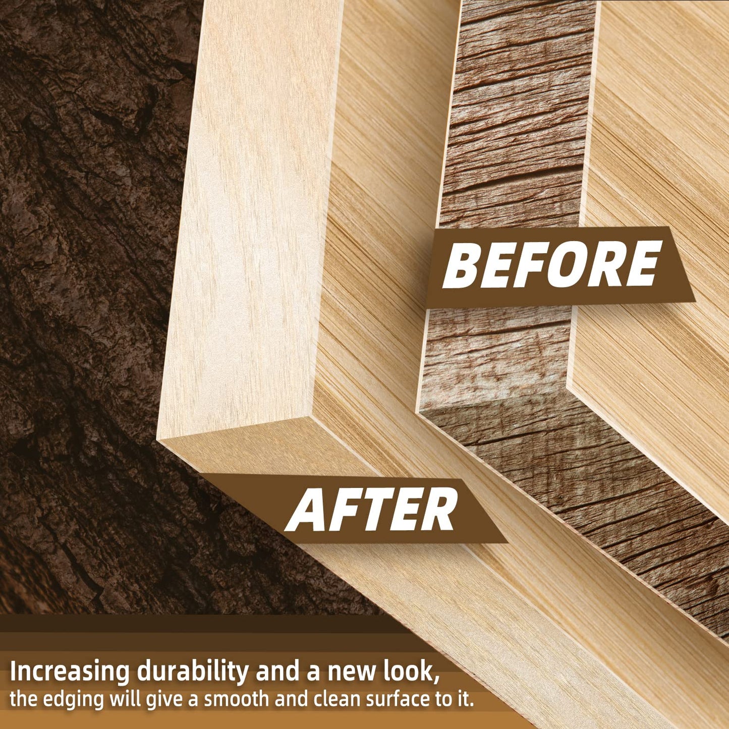 Birch Edge Banding, 3/4 inch x 50ft roll of Veneer Pre-glued Flexible, Real Wood Tape Banding for Cabinet Repair Furniture Restoration