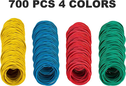 700 Pcs Multicolor Rubber Bands,  Reusable Elastic Rubber Band for Office Supplies File Folders, Home Packaging, Crafts DIY Bundling, Multipurpose