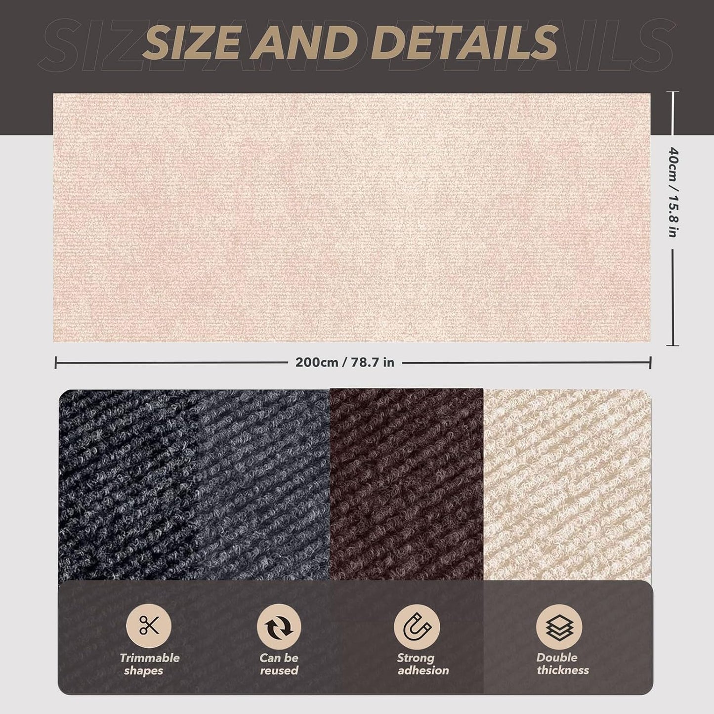 Self-Adhesive Woven Protection Fabric Roll, Durable Surface Shield for Upholstery Panels, Sofa Sides, Wall Sections & Door Areas – 78.7" x 15.8"