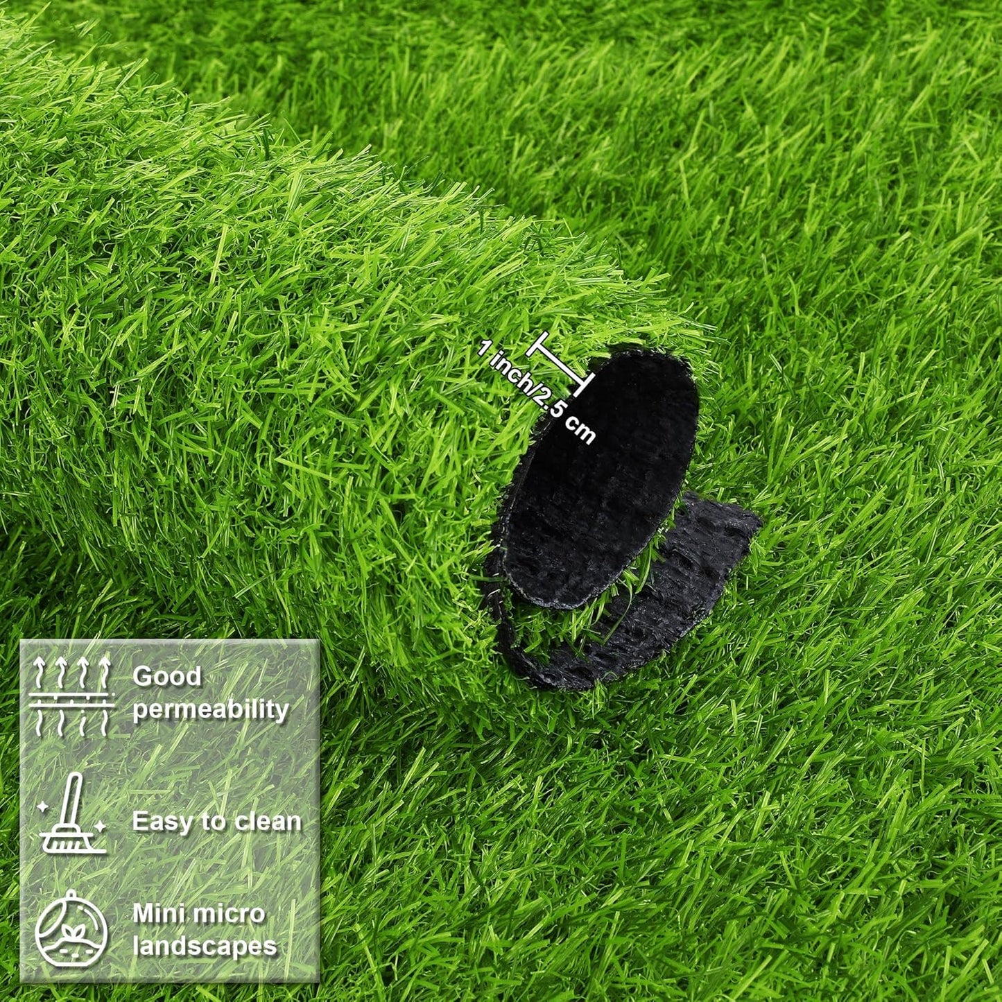 Artificial Grass Mat Set, 12" × 12" Synthetic Turf Squares for Indoor and Outdoor Lawn, Garden, Patio, and Craft Use, 12-Piece, Grass Green