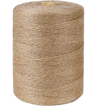 3600ft Natural Bengal Jute Twine - 2mm Heavy-Duty Craft String for Gardening, Gift Wrapping, and DIY Decor (Brown)