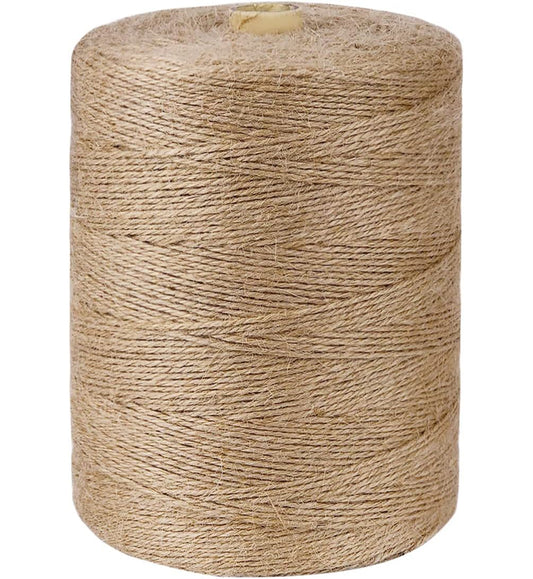 3600ft Natural Bengal Jute Twine - 2mm Heavy-Duty Craft String for Gardening, Gift Wrapping, and DIY Decor (Brown)