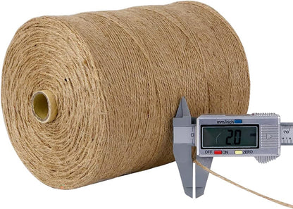 3600ft Natural Bengal Jute Twine - 2mm Heavy-Duty Craft String for Gardening, Gift Wrapping, and DIY Decor (Brown)