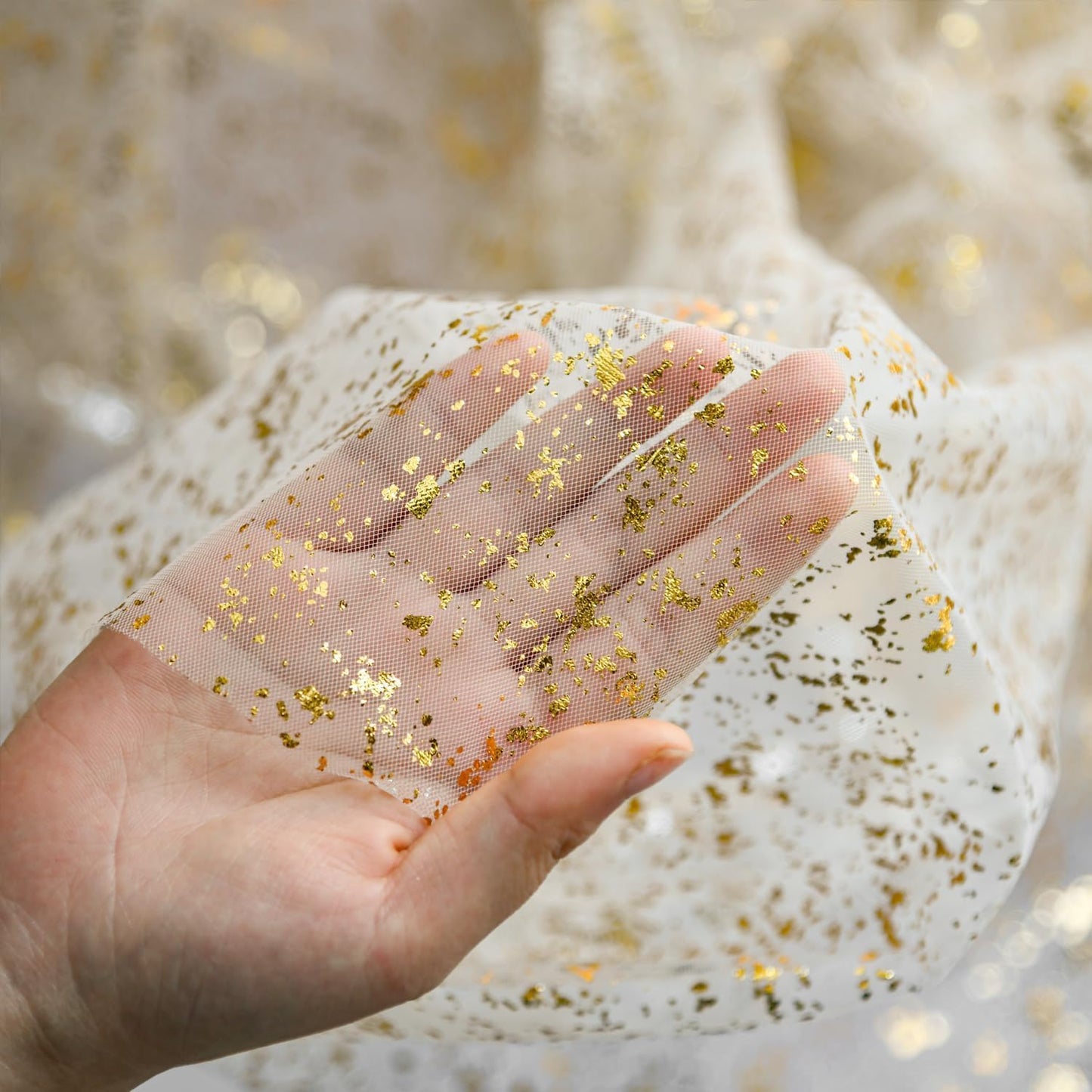 120" Long Glitter Metallic Gold Gauze Table Runner - 28" x 120" Sheer Foil Table Decor for Weddings, Anniversaries, and Holidays