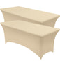 6ft Champagne Spandex Stretch Tablecloth (2-Pack) - 190 GSM Fitted Rectangle Cover for Trade Shows, Weddings, and Parties - 72"L x 30"W x 30"H
