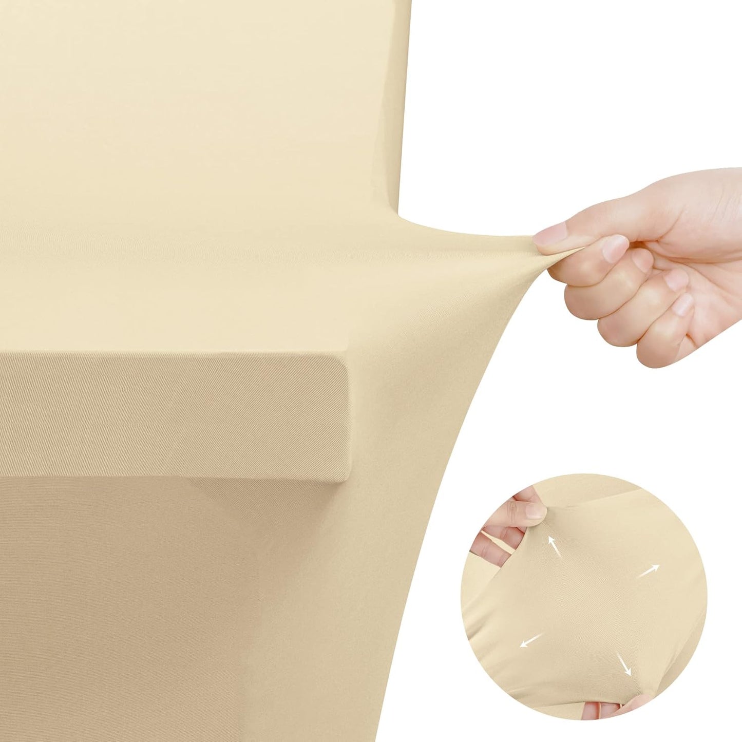 6ft Champagne Spandex Stretch Tablecloth (2-Pack) - 190 GSM Fitted Rectangle Cover for Trade Shows, Weddings, and Parties - 72"L x 30"W x 30"H