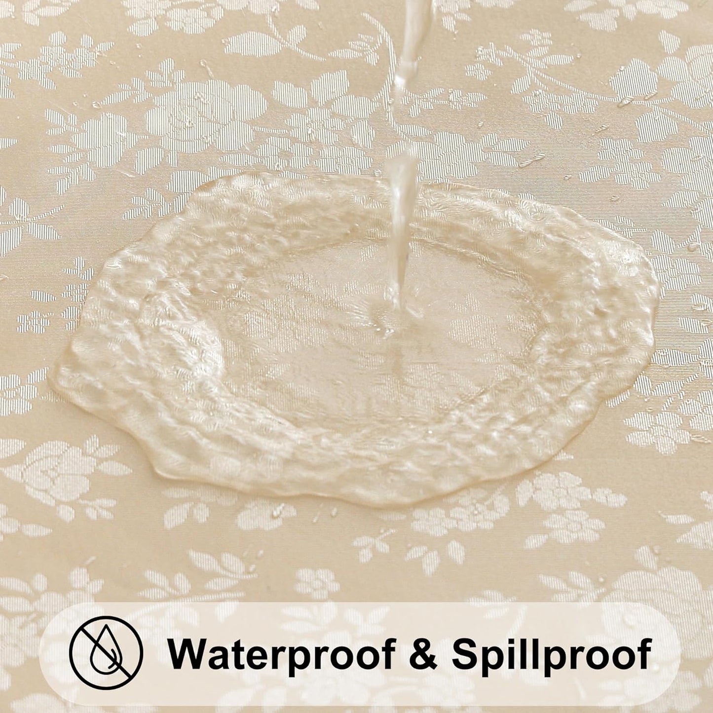 60" x 84" Waterproof Vinyl Tablecloth - Heavy Duty Floral Embossed Table Cover with Scalloped Edges for Kitchen & Dining