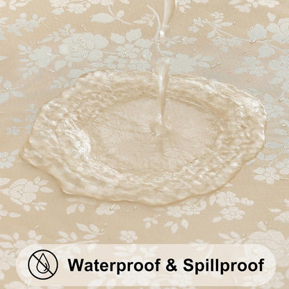 60" x 84" Waterproof Vinyl Tablecloth - Heavy Duty Floral Embossed Table Cover with Scalloped Edges for Kitchen & Dining